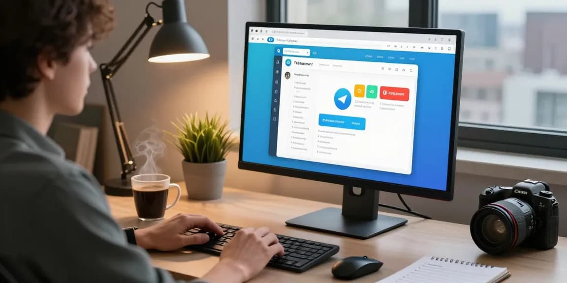 Telegram Web Version interface on a modern desktop setup showcasing productivity.