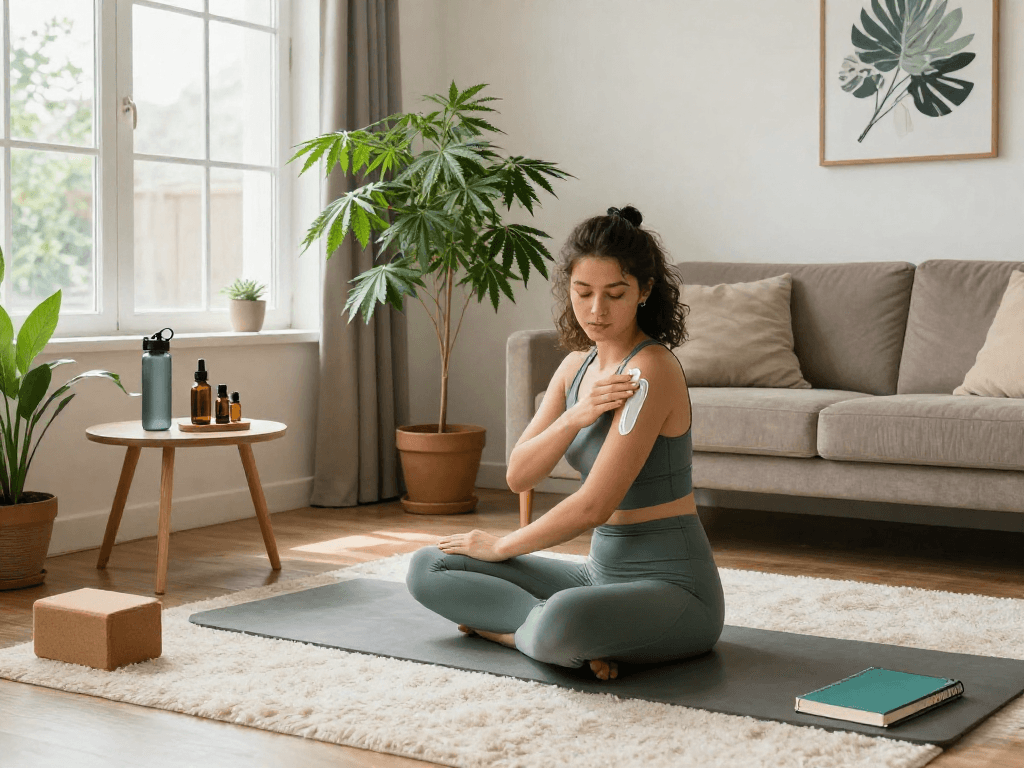 Buy pre-rolls online for natural recovery and wellness, featuring CBD cream, hemp plant, and relaxation essentials.