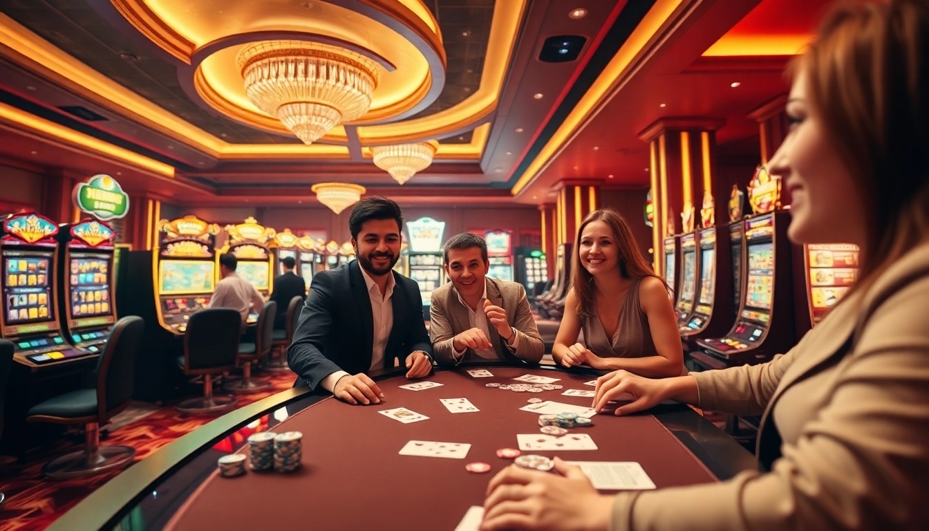 Exciting GG88 online casino scene showcasing vibrant gaming atmosphere and thrilled players.