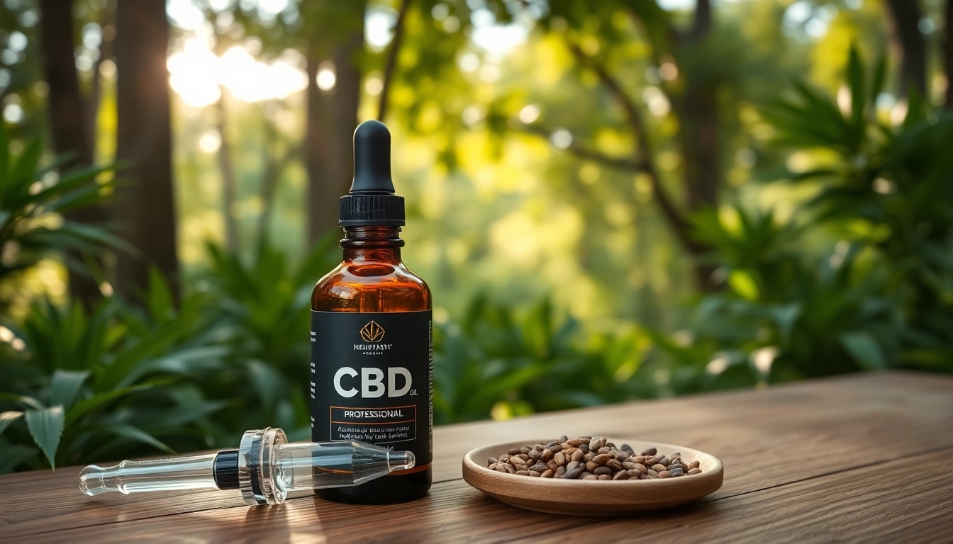 Showcase THC-free CBD oil in a natural setting, highlighting wellness and purity elements.