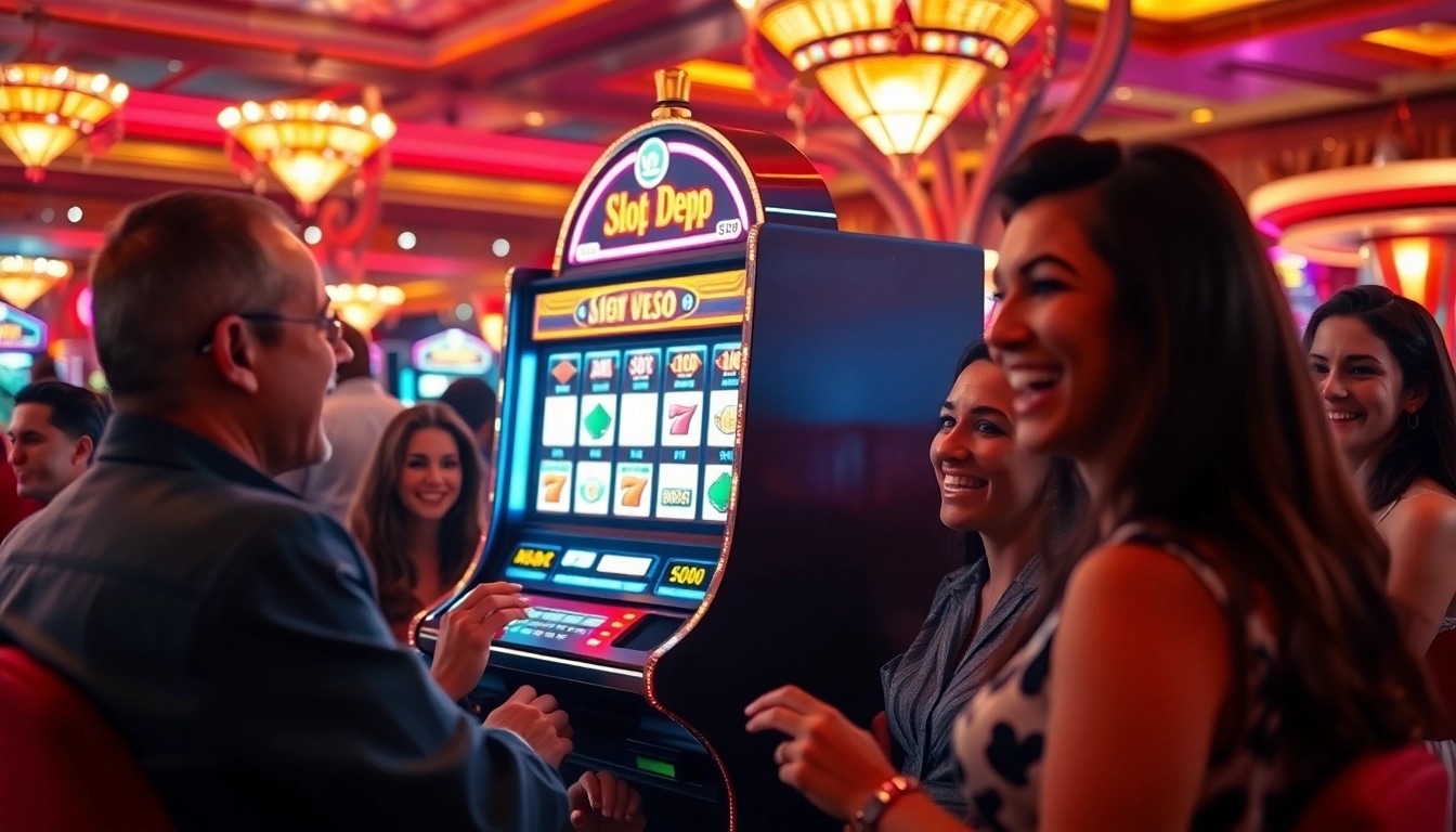 Rasakan keseruan Slot Depo 5000 saat bermain mesin slot di kasino yang semarak.