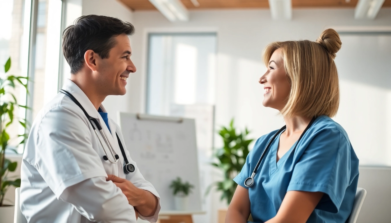Engaging consultation scene illustrating how to Get Medical marijuana card in a modern clinic.