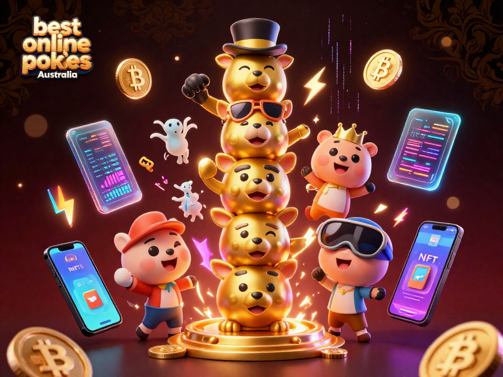 Experience the thrills of best online pokies Australia with a vibrant 3D illustration showcasing engaging game elements.