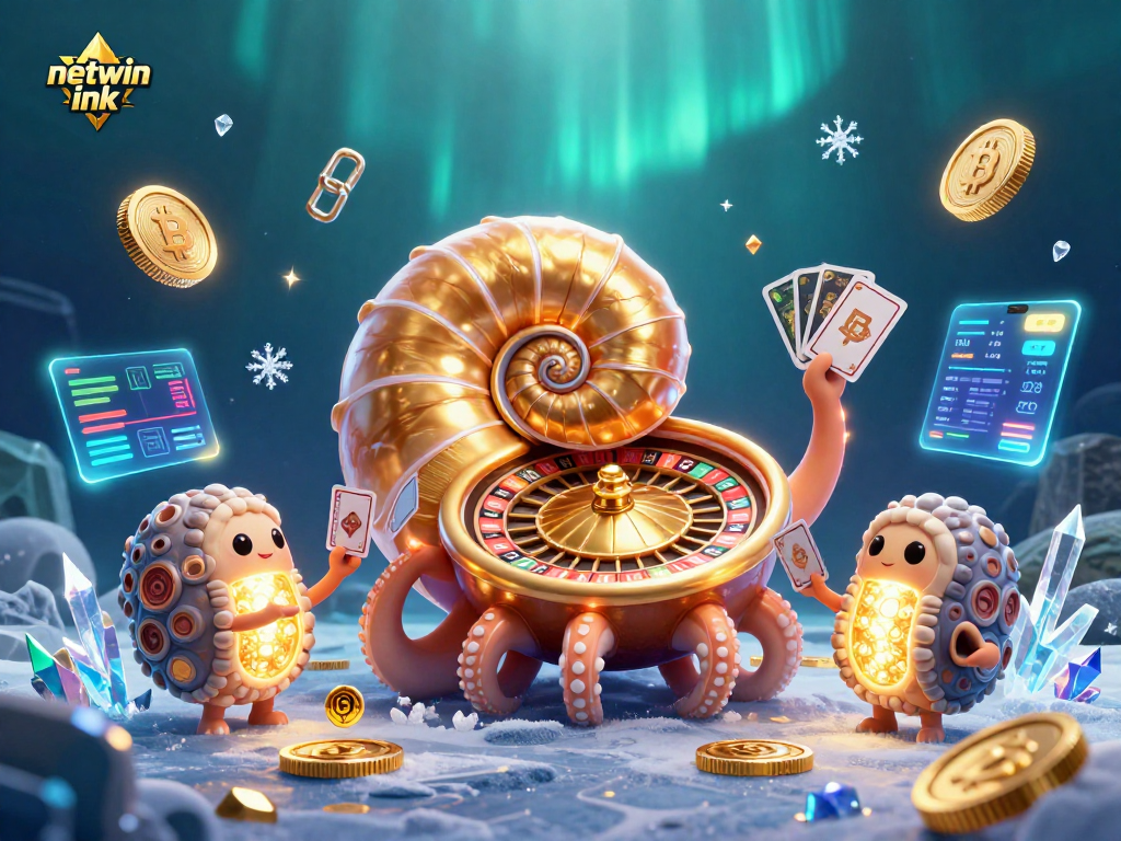 Experience the vibrant thrill of netwin ink with a dazzling illustration of an ancient nautilus as a roulette wheel.