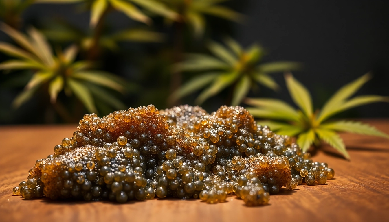Buy bubble hash online featuring polished texture and rich color against a rustic background.