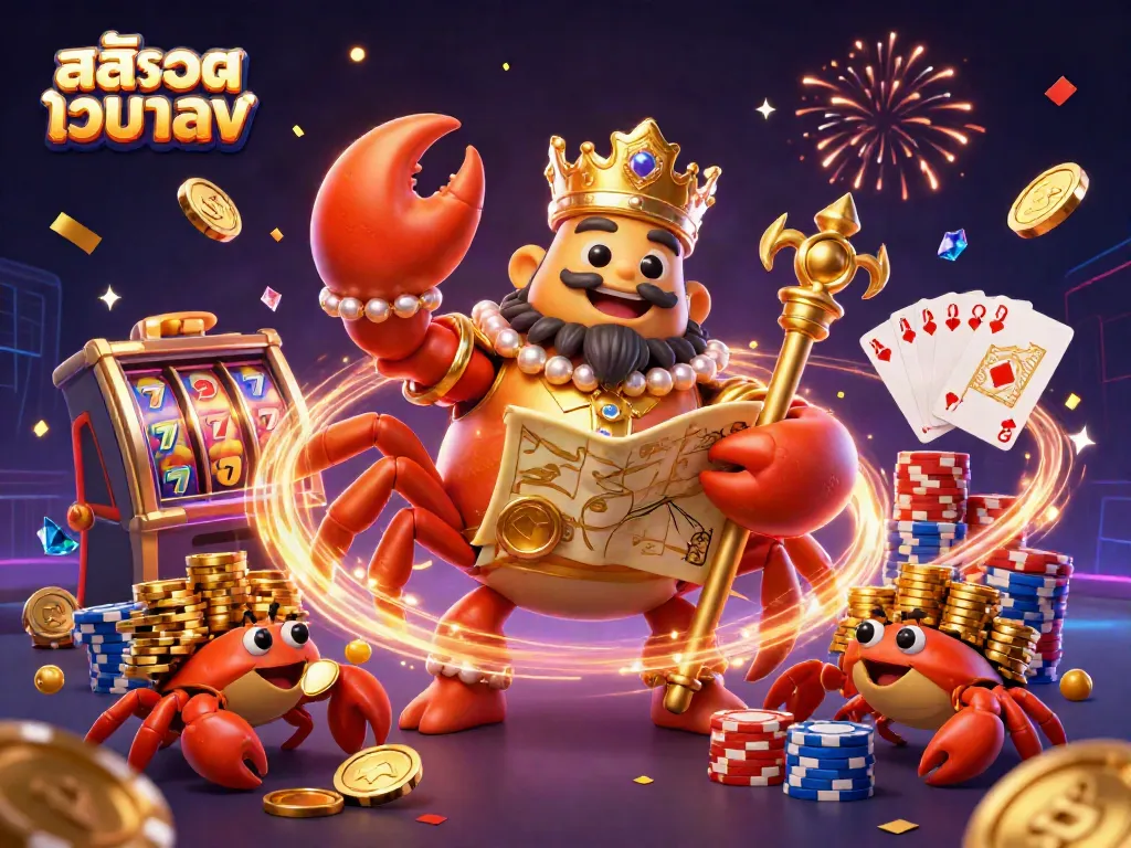 Experience the vibrant world of สล็อตเว็บตรง with a lively crab emperor and dynamic game elements.