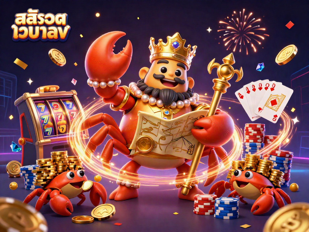 Experience the vibrant world of สล็อตเว็บตรง with a lively crab emperor and dynamic game elements.
