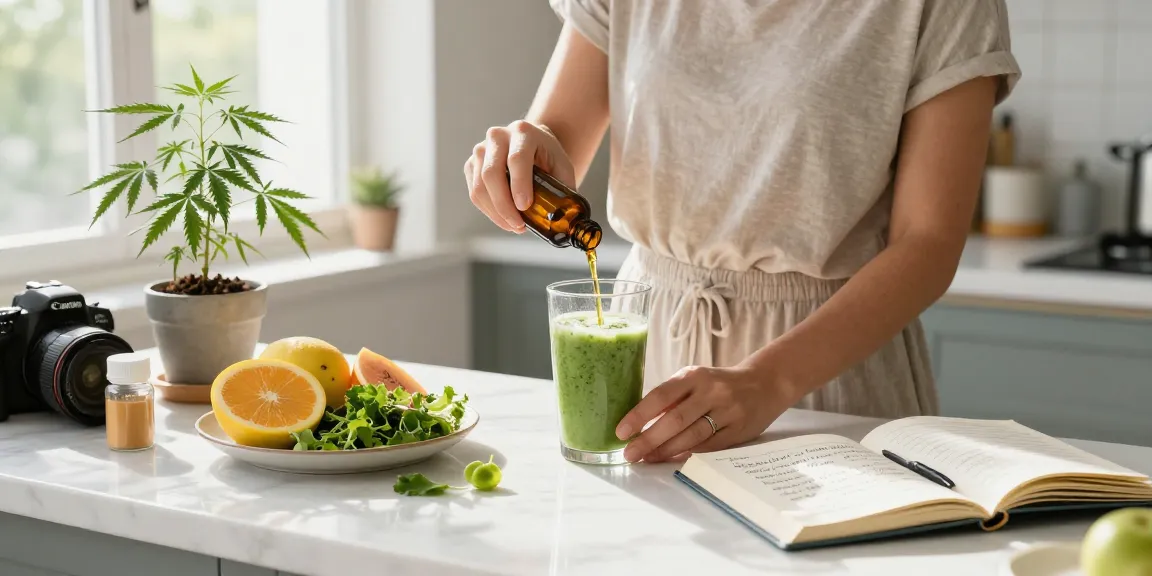 ministry of cannabis CBD oil and natural wellness products displayed in bright kitchen