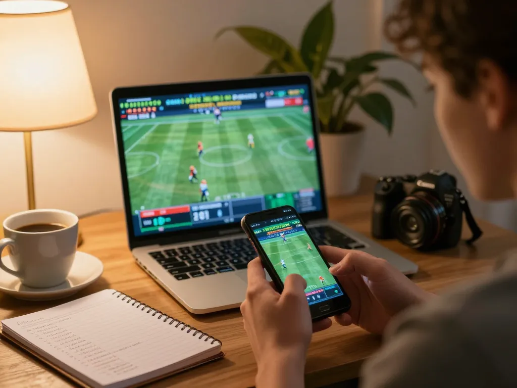 Engaging in sports betting through yowesjp app on smartphone, showcasing a cozy home environment.