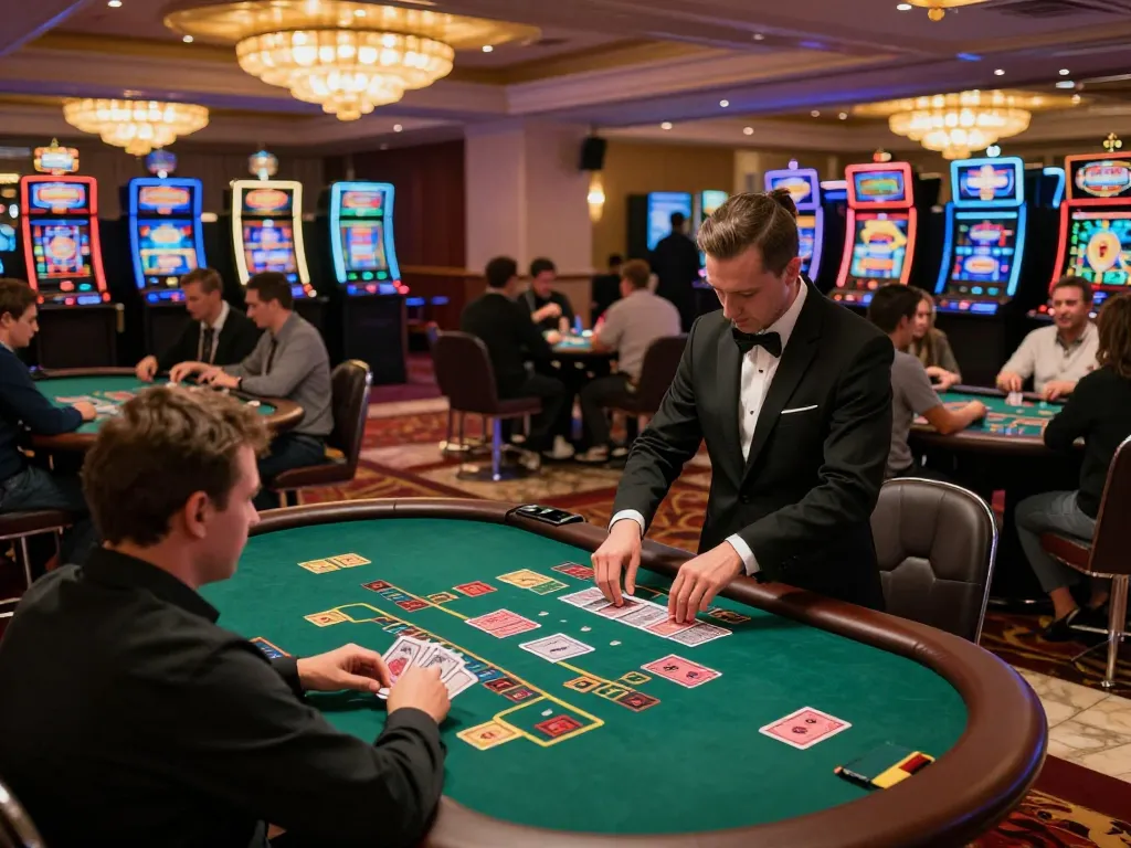 Players enjoy blackjack at BJ886 casino, highlighting focused strategies and excitement.
