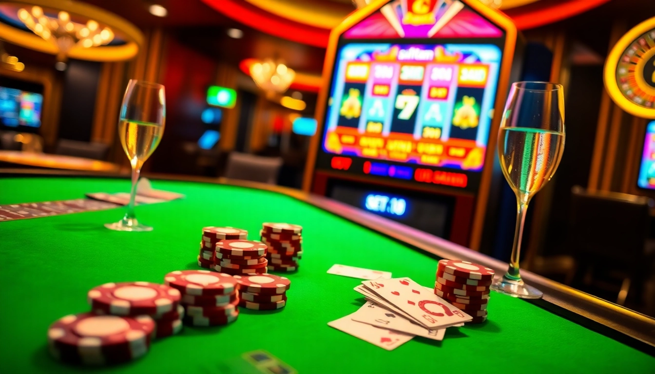 Players celebrating a win with scatter hitam symbols on slot machines in a glamorous casino.