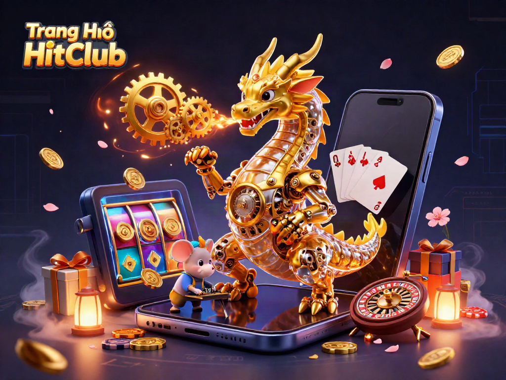 Experience thrilling gameplay with Trang Chủ HitClub featuring a golden dragon and vibrant slot games.