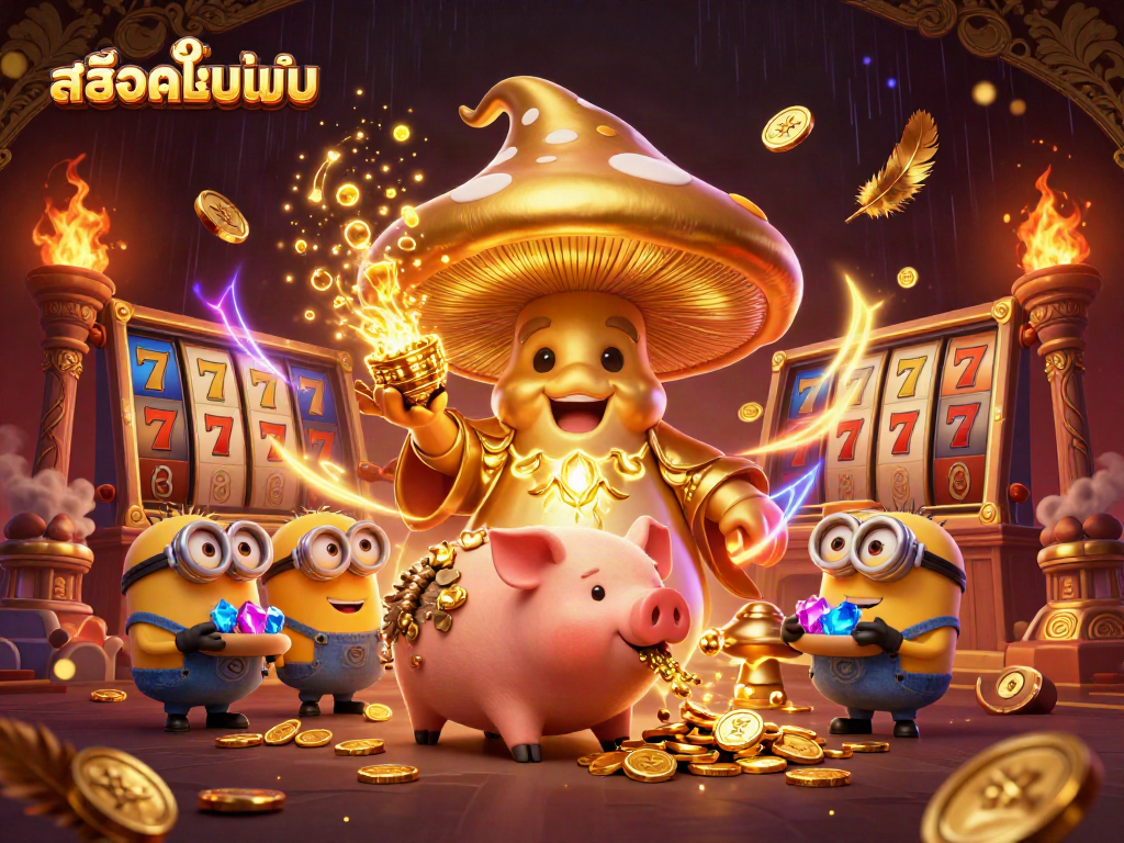 สนุกไปกับเกมสล็อตออนไลน์ที่เต็มไปด้วยเวทมนตร์จากเห็ดทองคำในภาพนี้