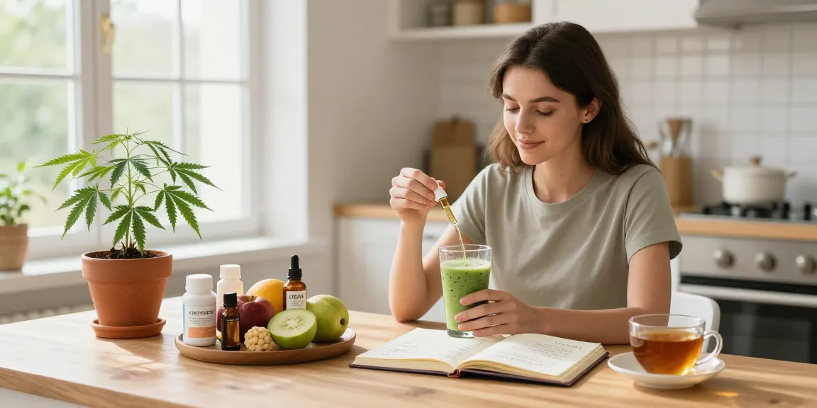 Proper loud CBD oil used in healthy smoothie preparation, emphasizing natural wellness.