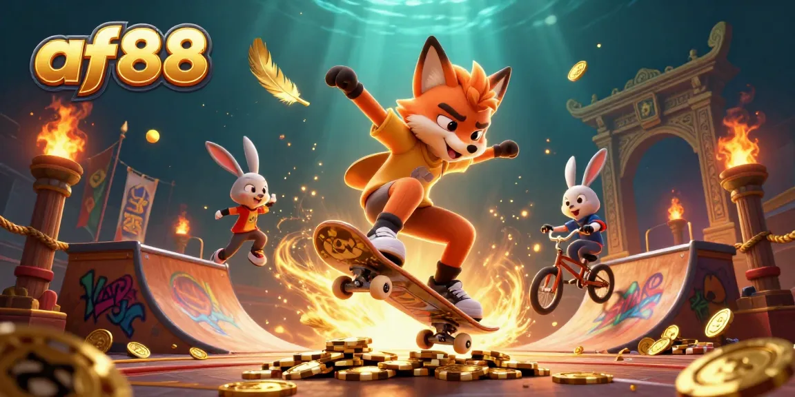 Experience the excitement with af88 as a skateboarder fox and BMX rabbit showcase dynamic casino tricks.
