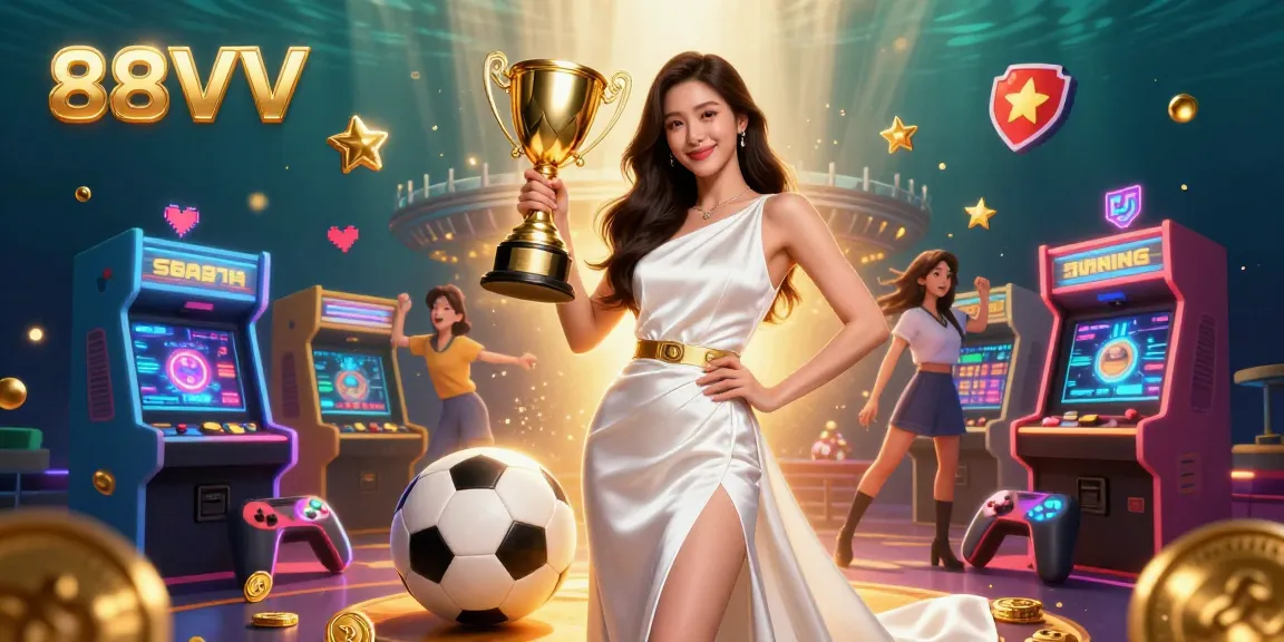 Win big with 88VV's immersive casino experience featuring vibrant game elements and sports themes.