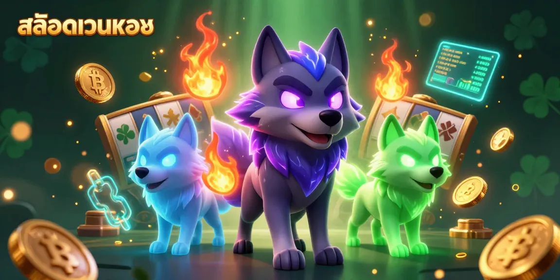 Play at สล็อตเว็บตรง and explore thrilling slot reels features with glowing crypto elements.