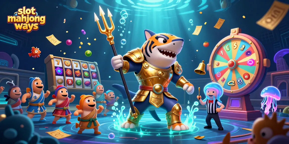 Engage with slot mahjong ways in an action-packed 3D casino scene featuring vibrant elements and characters.