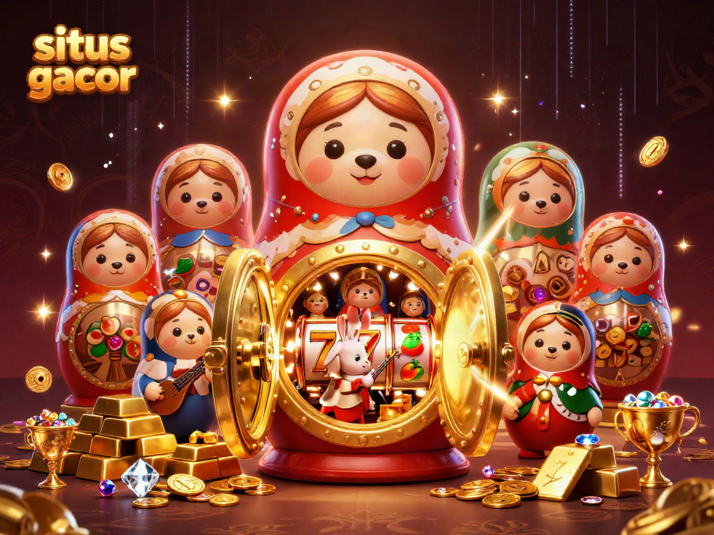Experience the excitement of situs slot gacor with vibrant 3D illustrations of casino-themed characters and riches.