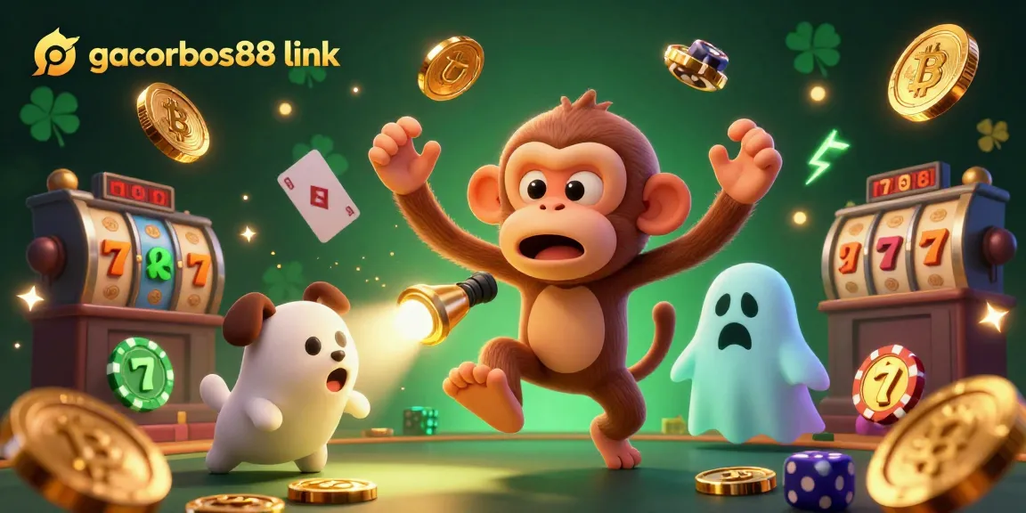 Engage with the magical gacorbos88 link in this thrilling casino scene featuring golden fortunes and a playful poltergeist.