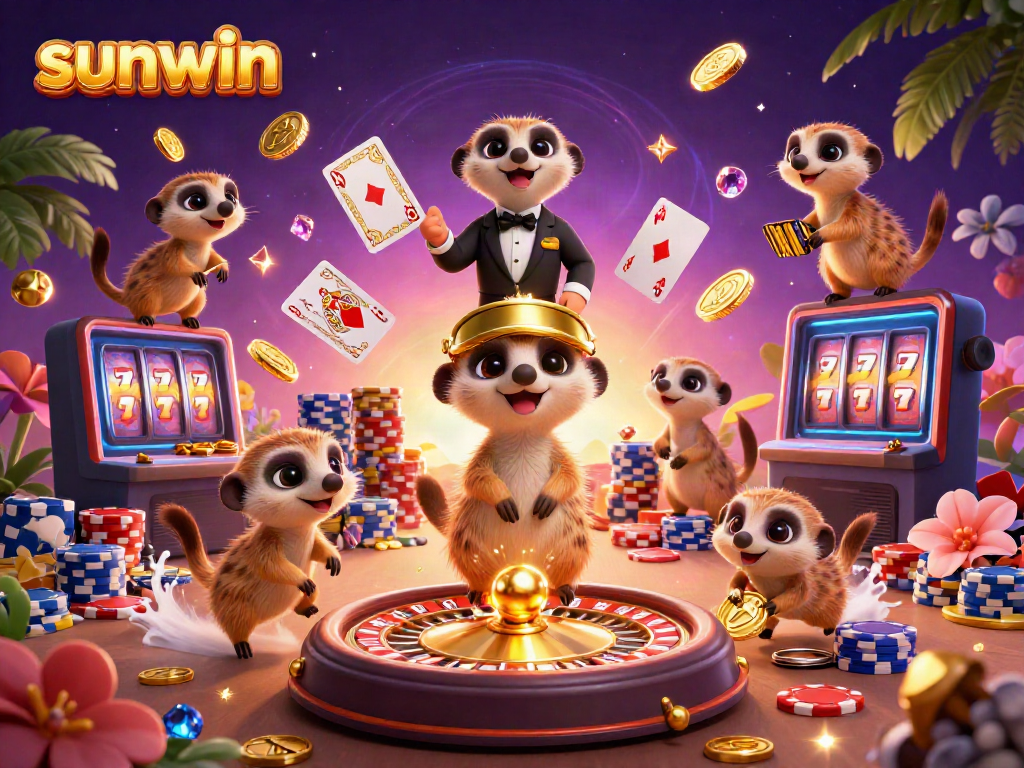 Experience the excitement of sunwin casino with meerkats managing games and spinning wheels