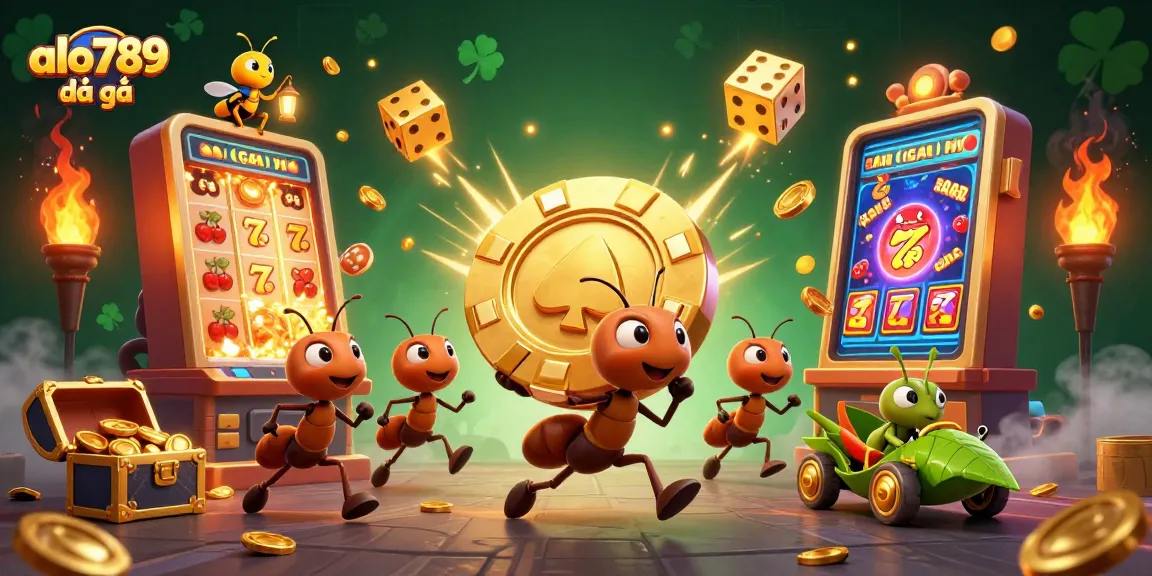 Experience the excitement of alo789 đá gà as ants embark on a heist with poker chip amidst casino chaos.