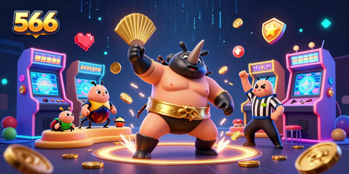 Win big at 566 with the dynamic encounter of carnival-style casino gaming featuring a sumo champion.