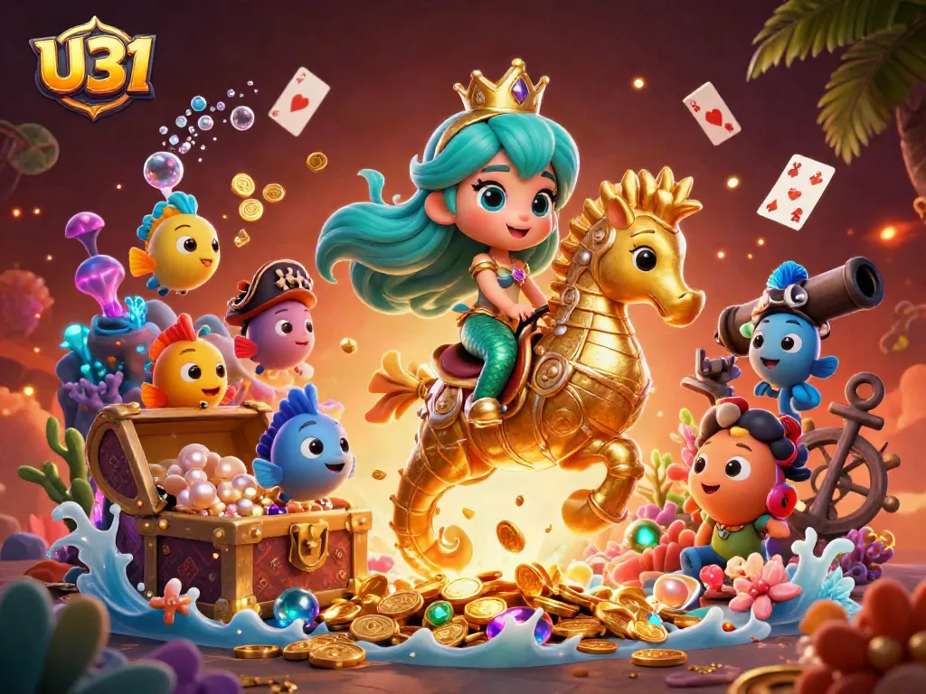 Experience thrilling gameplay with U31's vibrant casino-themed illustration featuring a mermaid princess.