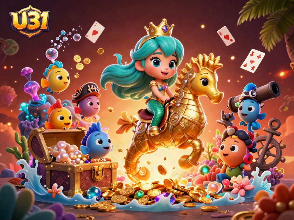 Experience thrilling gameplay with U31's vibrant casino-themed illustration featuring a mermaid princess.