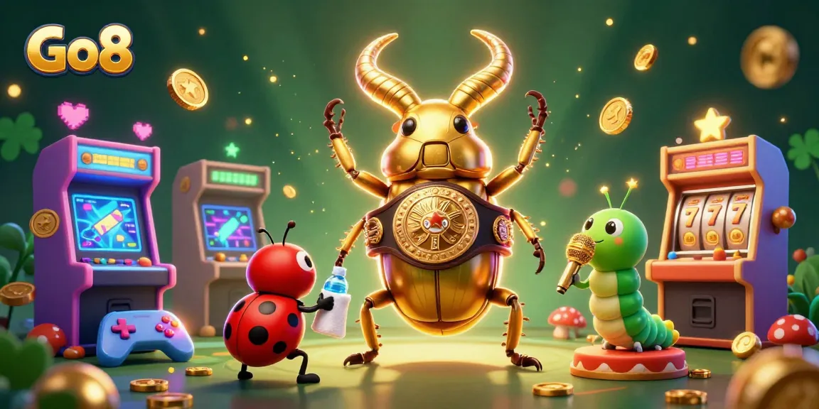 Experience thrilling gaming adventures with Go8's casino elements in this vibrant illustration.