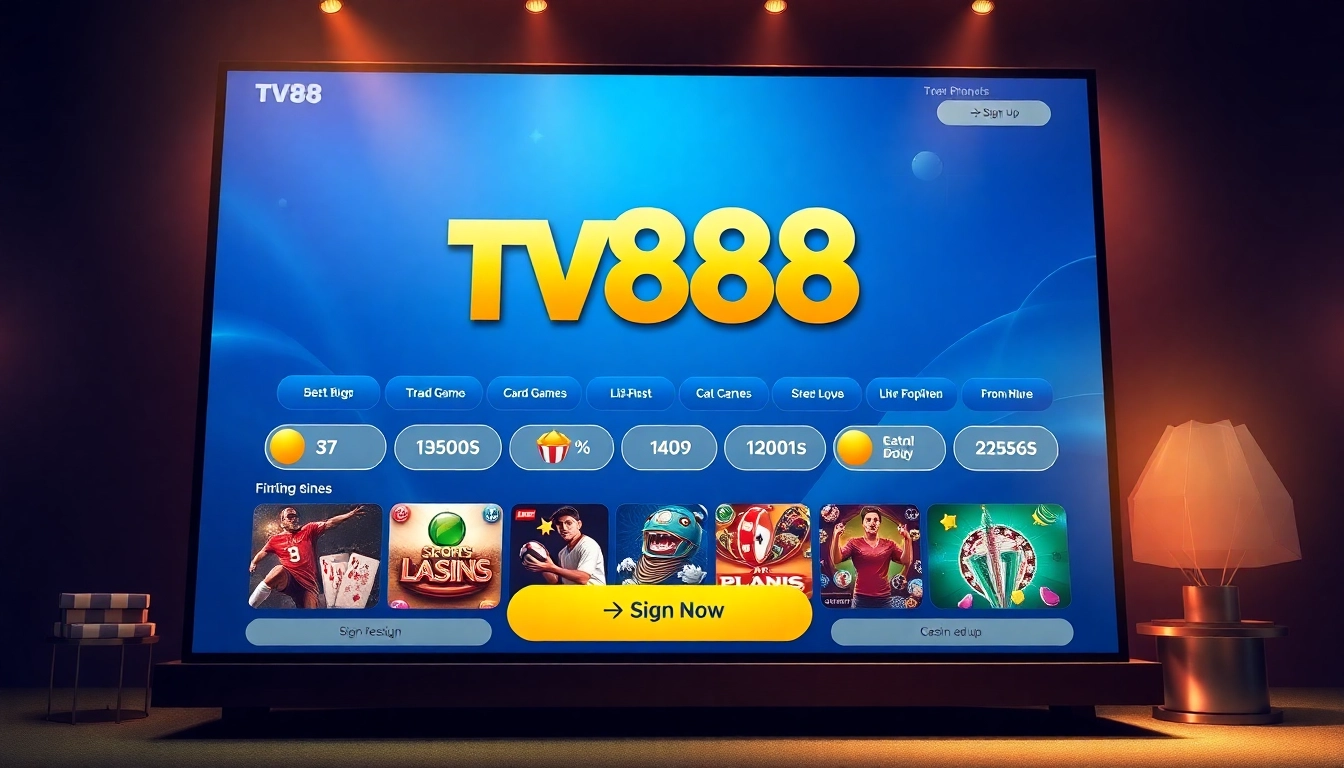 TV88 online gambling platform interface with vibrant gaming options and user-friendly design.