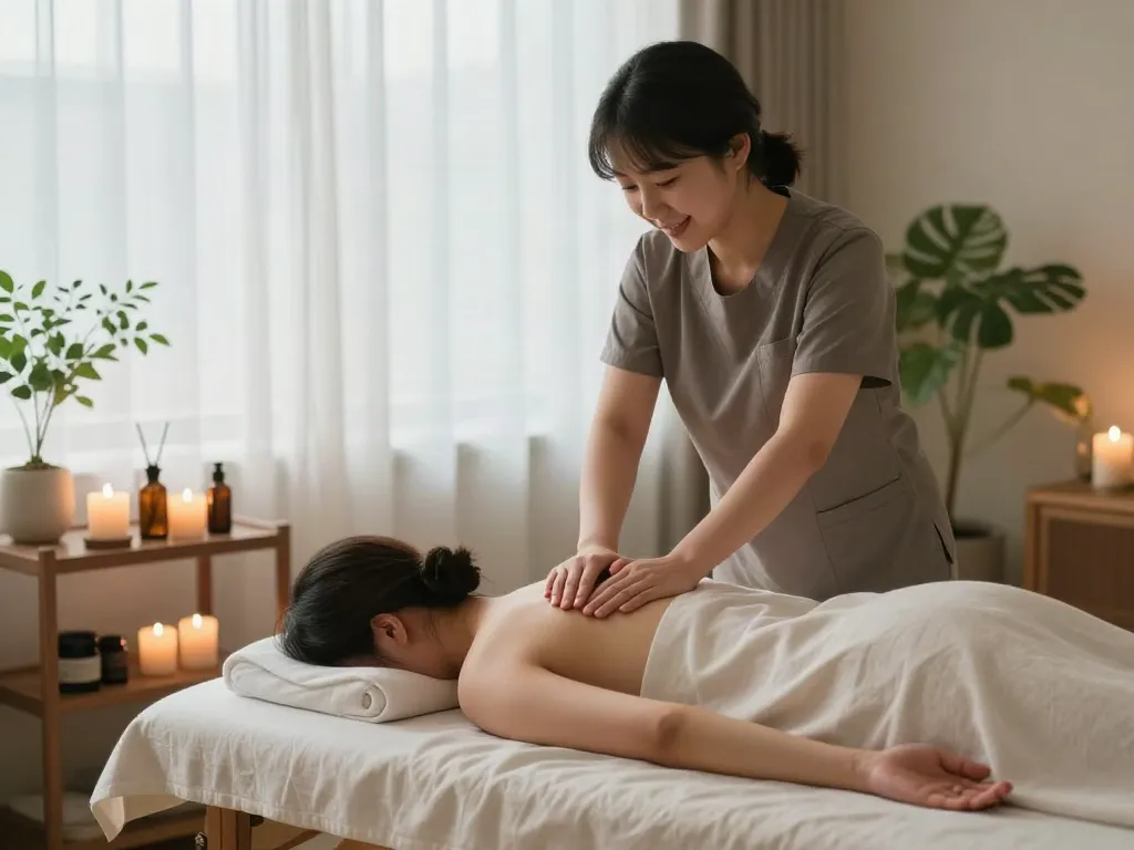 Relaxing 서대문출장마사지 scene with a professional therapist in a tranquil setting.