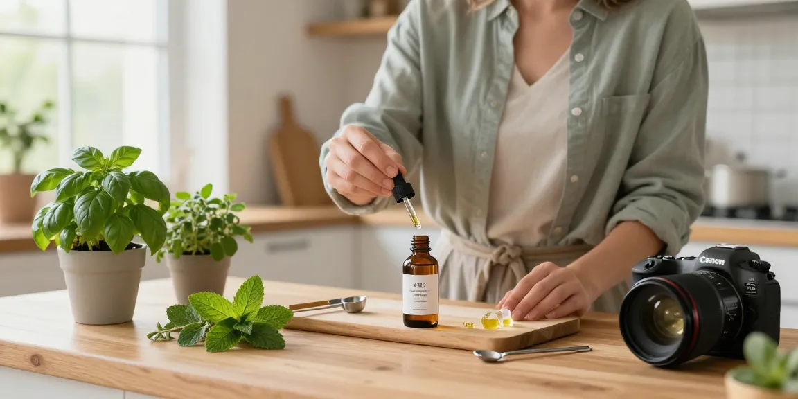 Engaging wellness scene showcasing organic cbd oil canada preparation with herbs and natural ingredients.