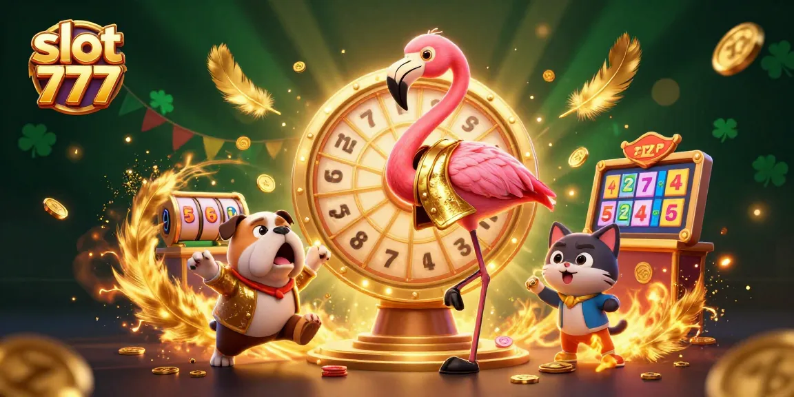 Experience the thrill of slot 777 in this vibrant 3D illustration featuring a flamboyant host and exciting gaming action.