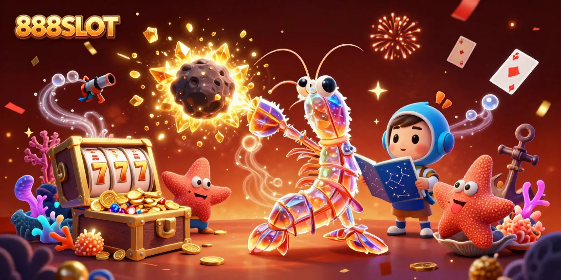 Experience the excitement of winning at 888SLOT with vibrant 3D casino-themed illustration.
