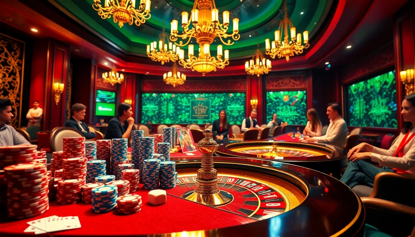 Experience thrilling gameplay at 888VND with vibrant casino elements present in a luxurious setting.