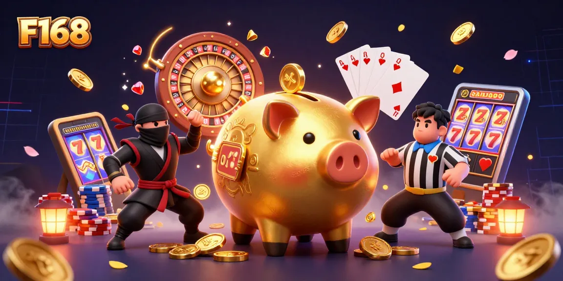 Experience the thrill of winning at F168 with dynamic casino characters and vibrant elements.