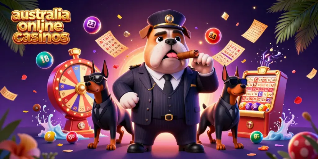 Join the excitement of australia online casinos with vibrant lottery elements and charismatic characters.