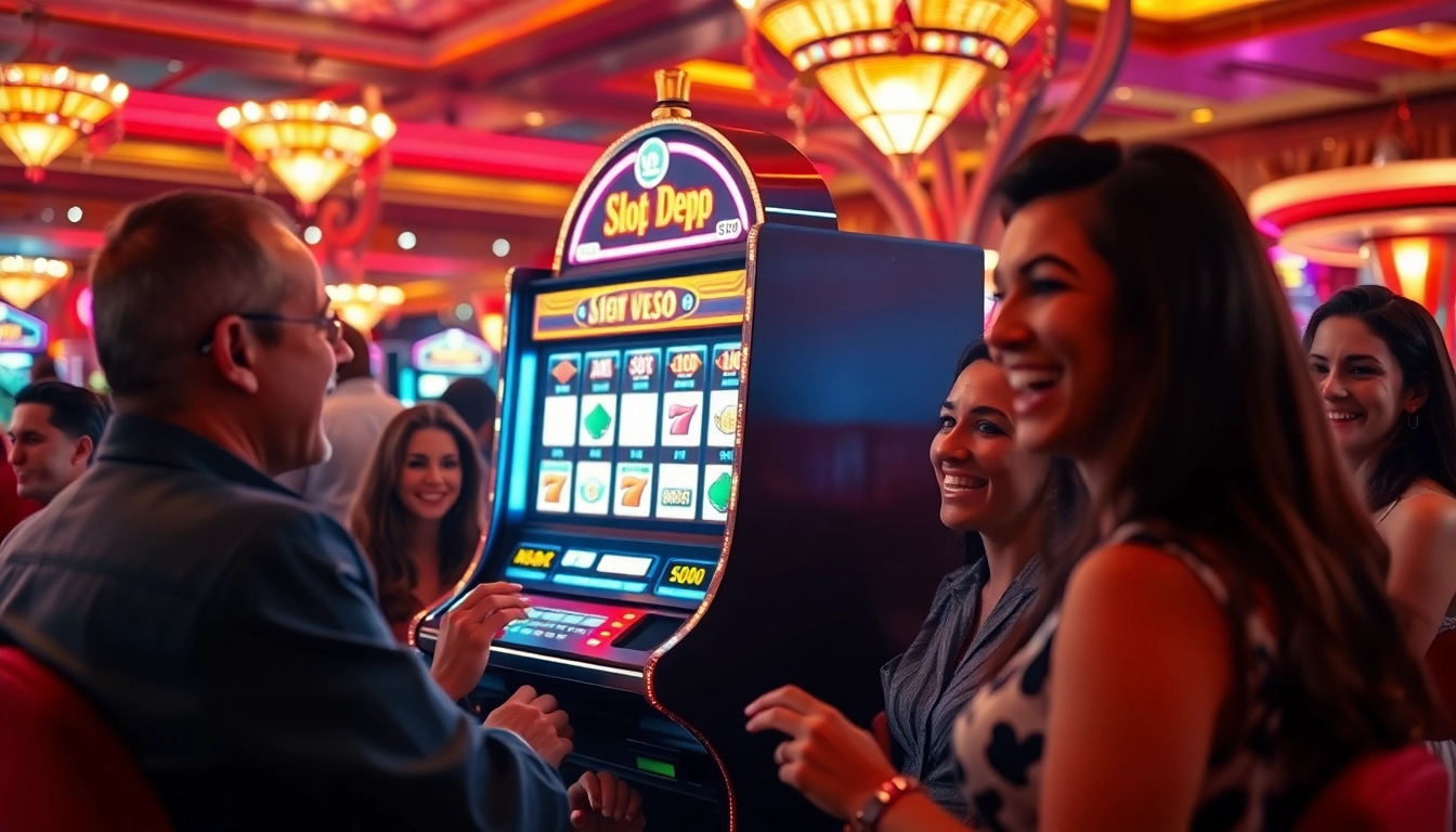 Rasakan keseruan Slot Depo 5000 saat bermain mesin slot di kasino yang semarak.