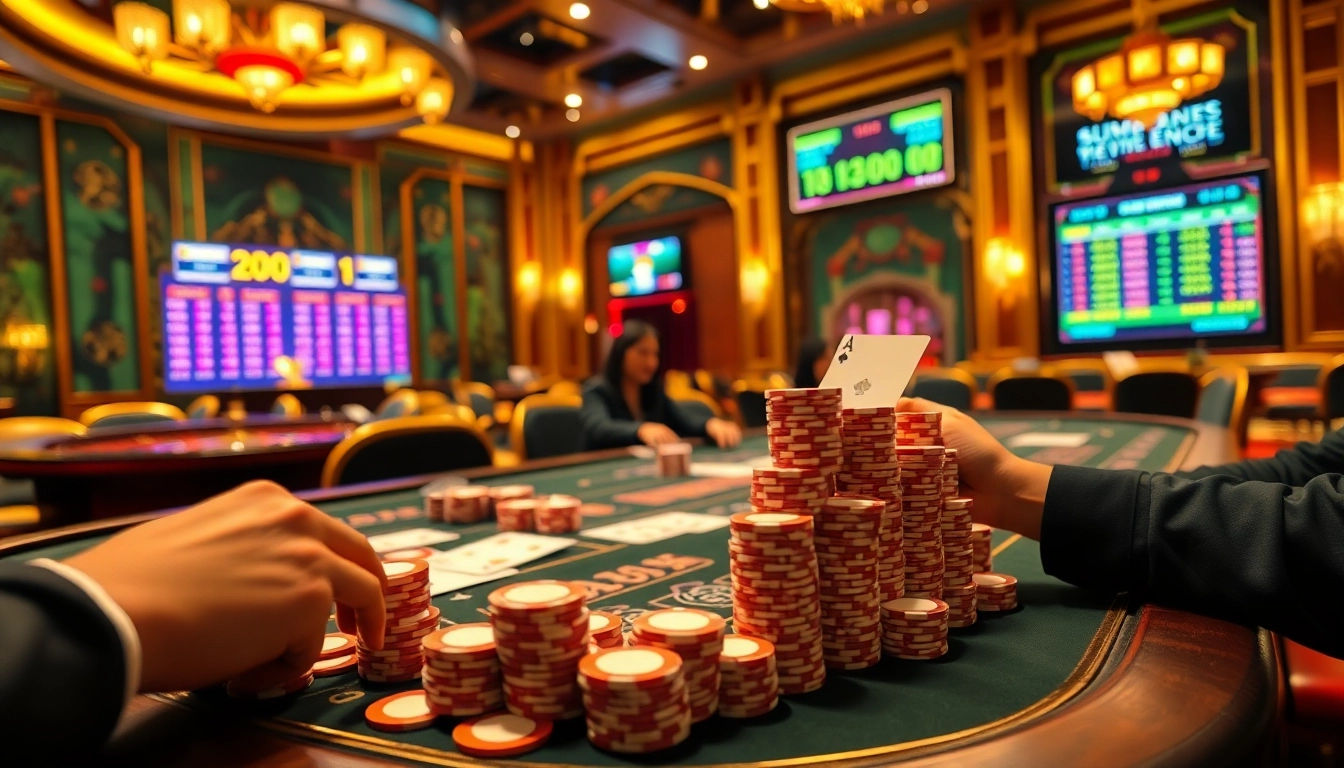 Rasakan kegembiraan sumo togel di meja kasino mewah yang dipenuhi slip taruhan dan chip yang berwarna-warni.