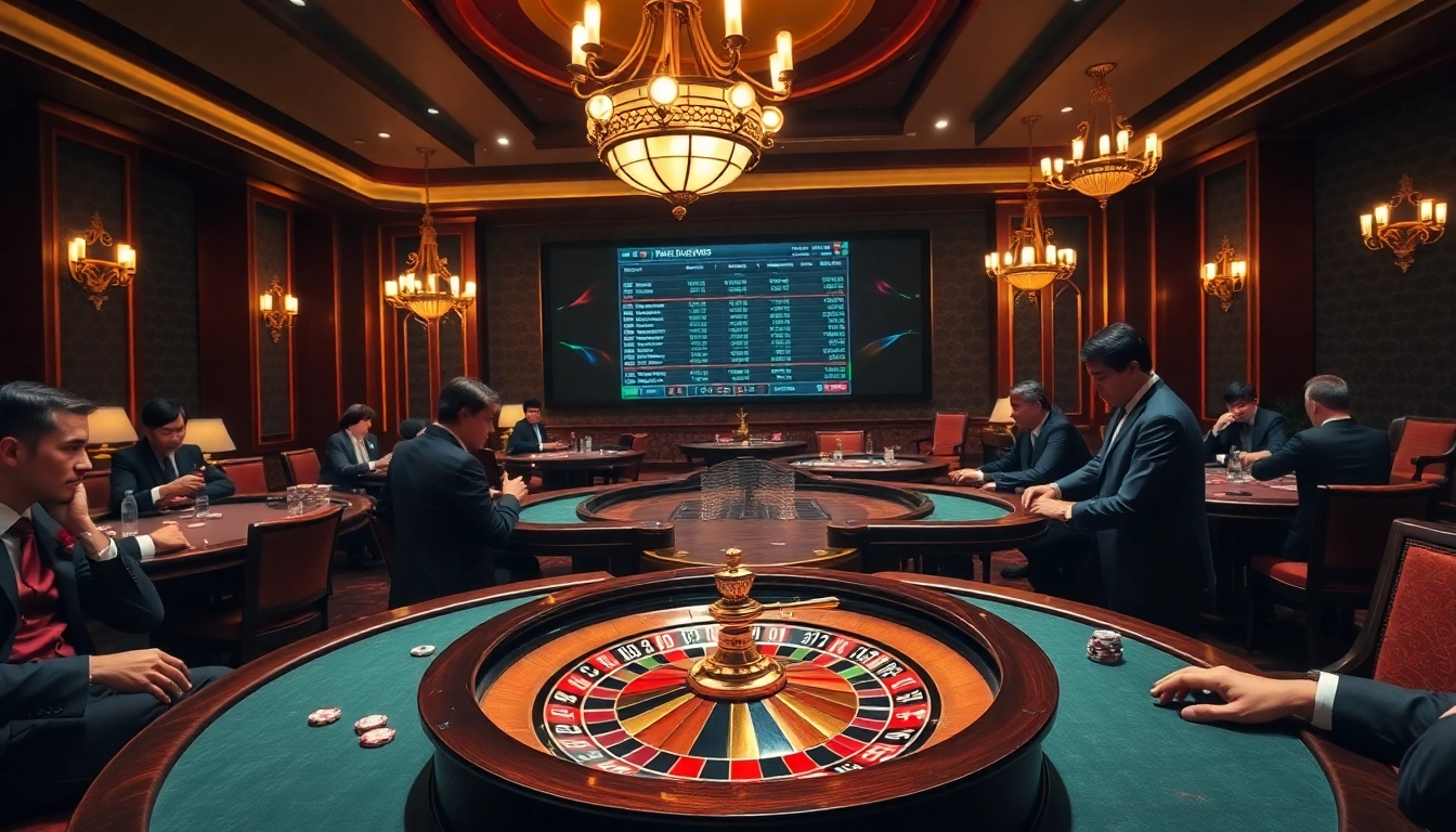 Players engaging in a thrilling game at a reputable nhà cái uy tín casino, showcasing excitement and professionalism.