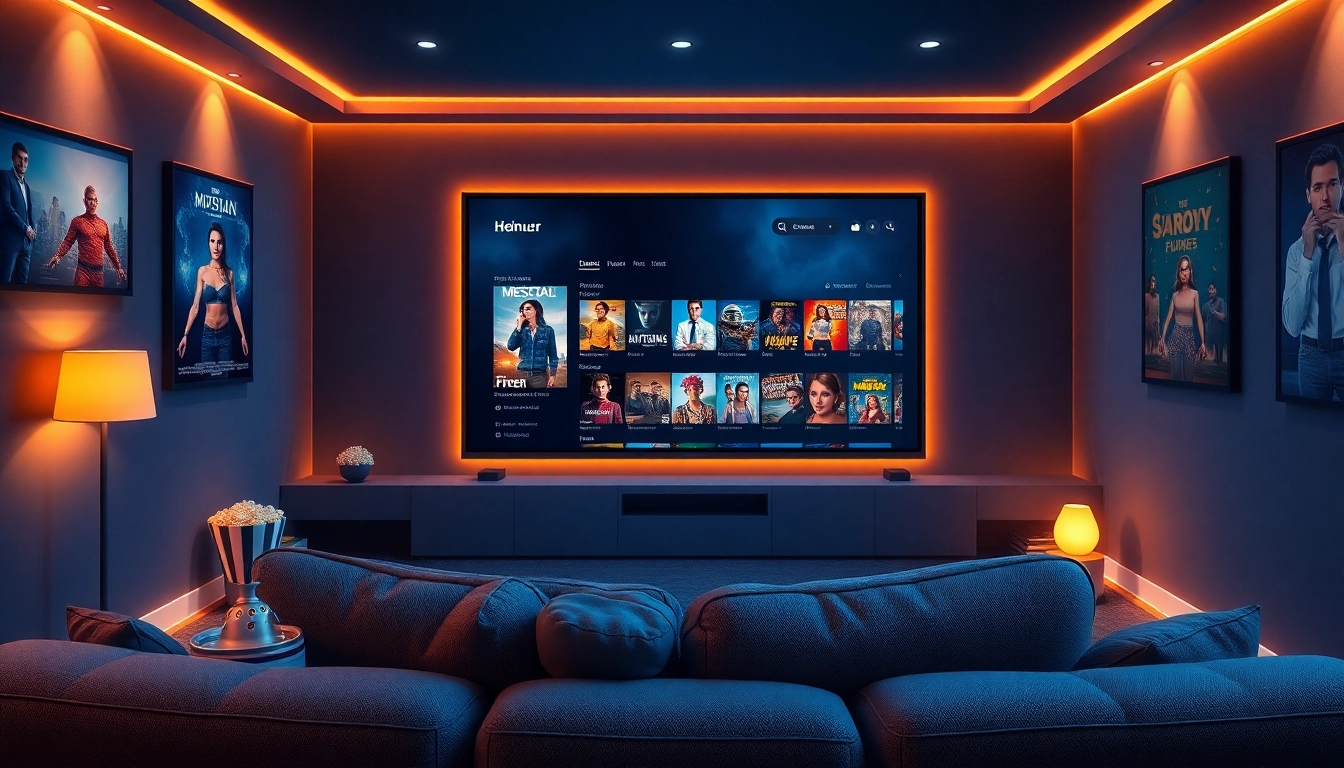 Enjoy a cozy home theater setup showcasing layarkaca21's movie interface.