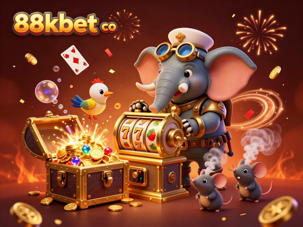 Experience the thrilling world of 88kbet co with a captivating steampunk-themed casino scene.