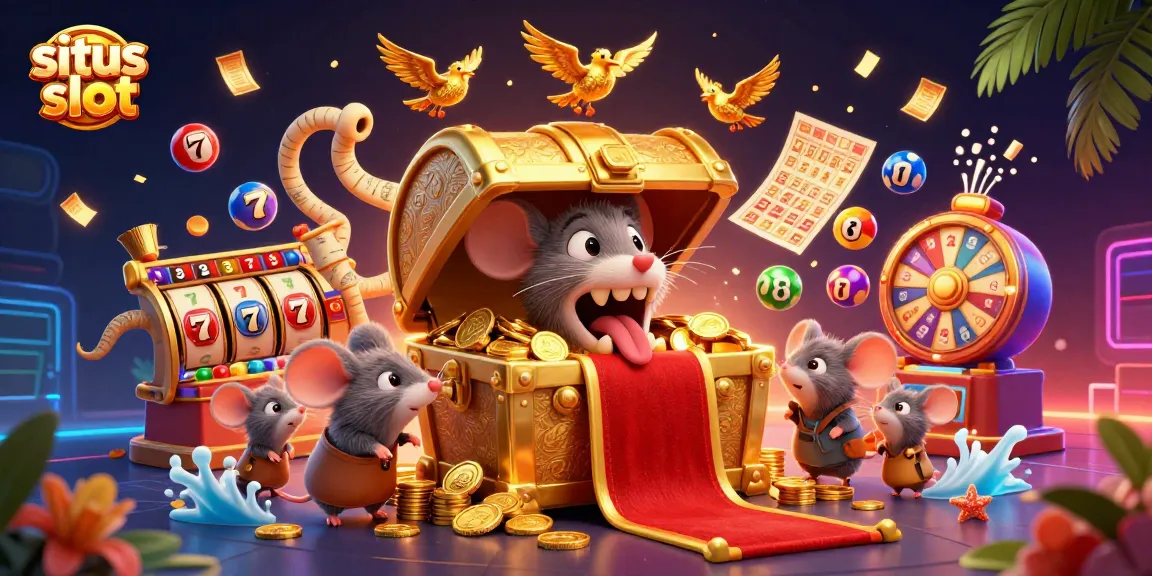 Spin to win with situs slot in a vibrant 3D casino scene, featuring colorful slot elements and fun characters.