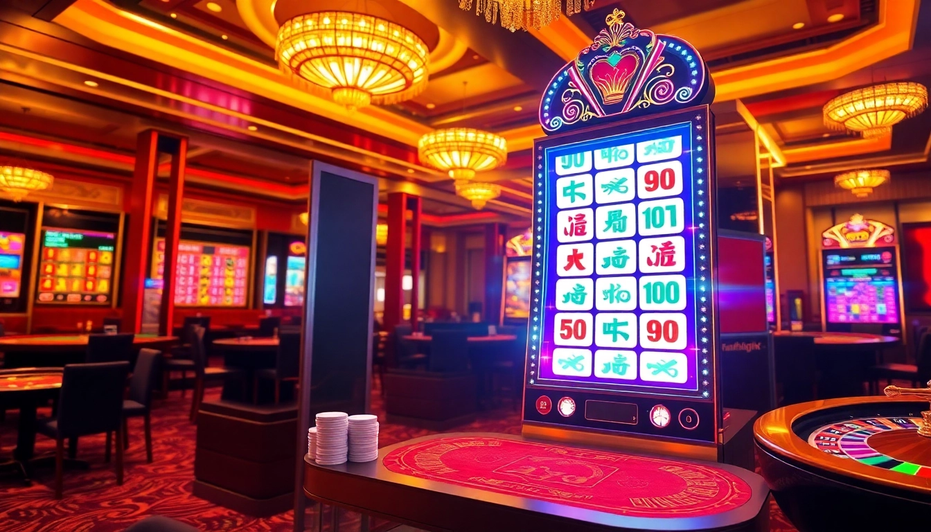 Engage with the Mahjong slot demo featuring vibrant casino elements and luxury gaming atmosphere.