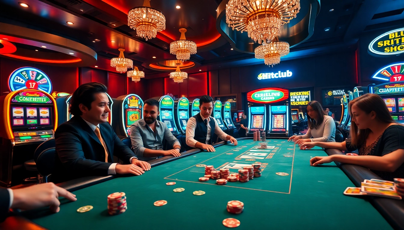 Experience the thrill of hitclub at a vibrant casino table with eager players and exciting games.