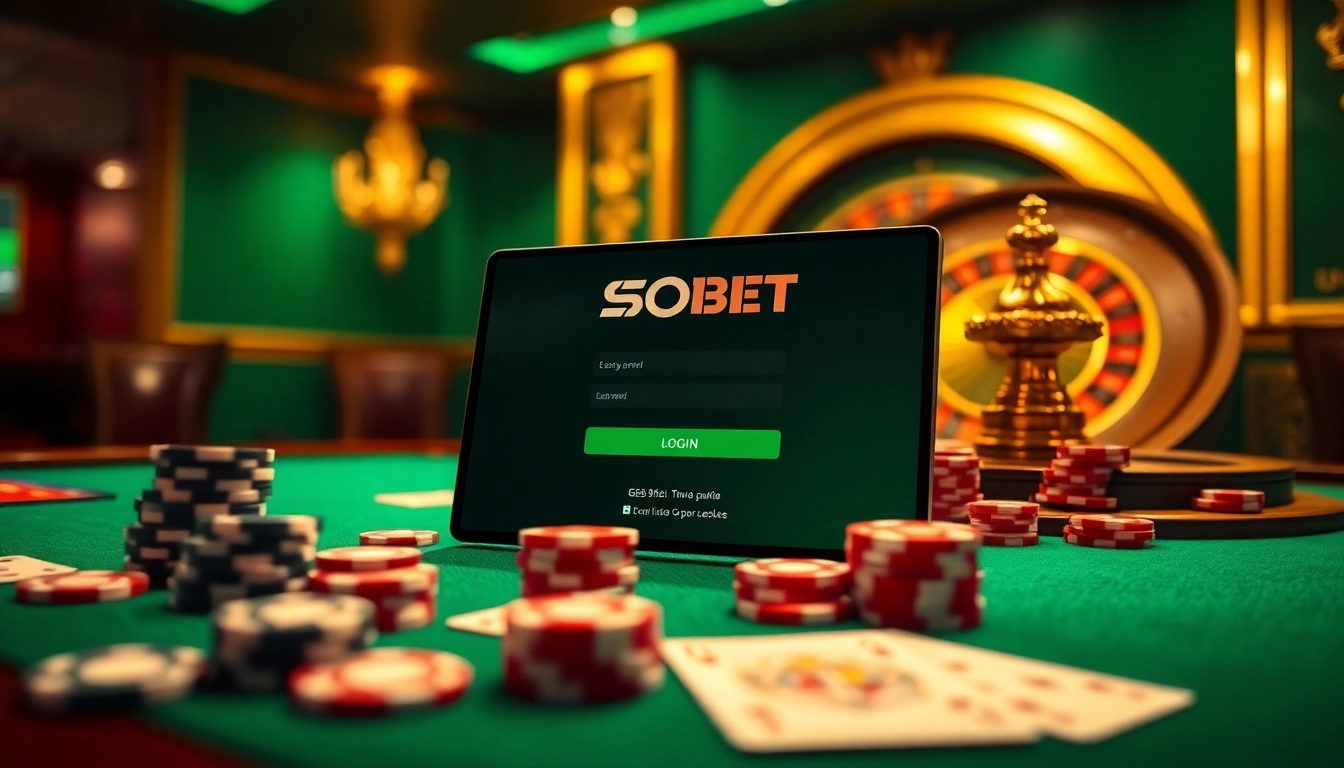 sbobet login display on an elegant casino table with vibrant cards and chips