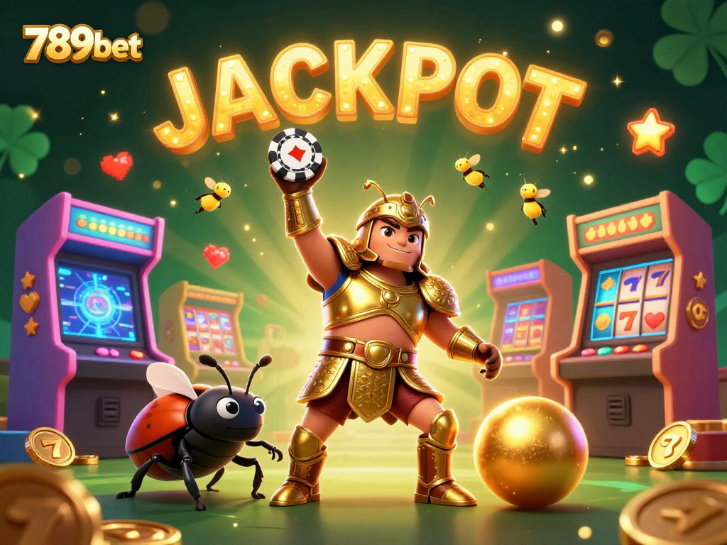 Experience the thrill with 789bet's vibrant jackpot scene, featuring engaging characters and casino elements.