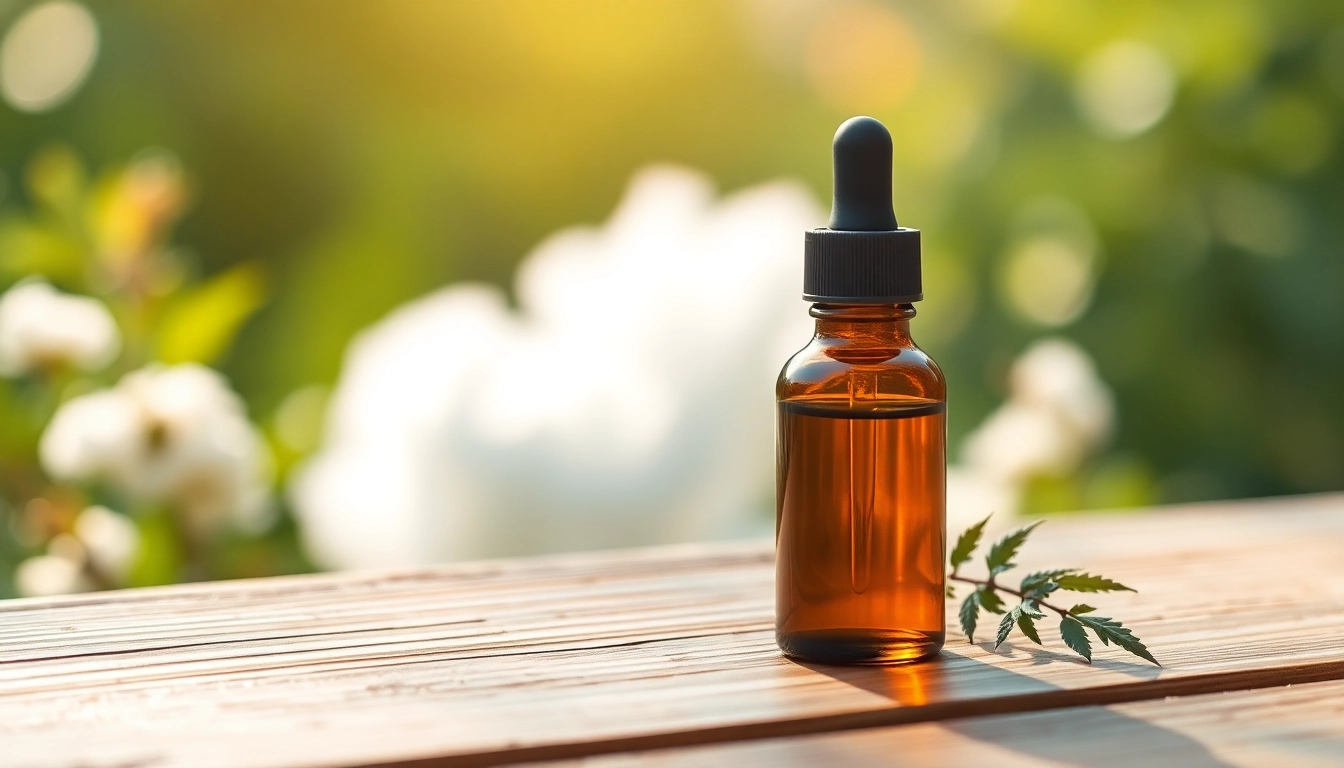 Highlighting CBD tinctures for anxiety placed elegantly in a serene, natural environment.