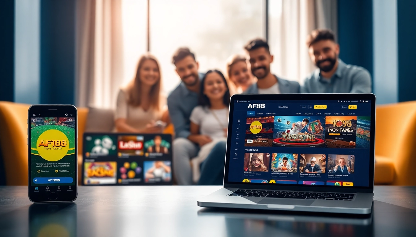 AF88 online gambling platform interface showcasing diverse players and modern design.